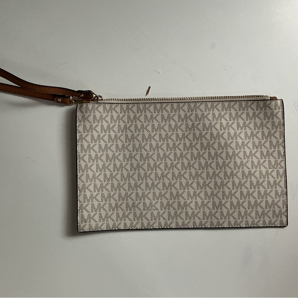Michael Kors Beige Monogram Clutch